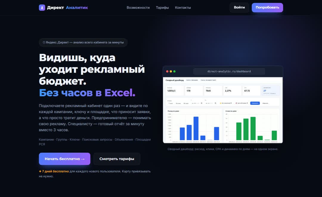 Директ Аналитик — снимок экрана